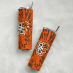 custom-bowling-green-falcons-metallic-grid-orange-skinny-tumbler-best-selling.webp