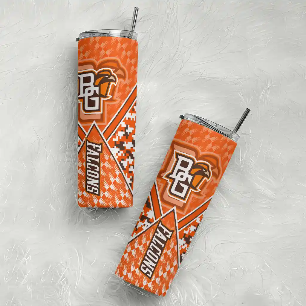 custom-bowling-green-falcons-monogram-burst-orange-white-skinny-tumbler-top-rated.webp
