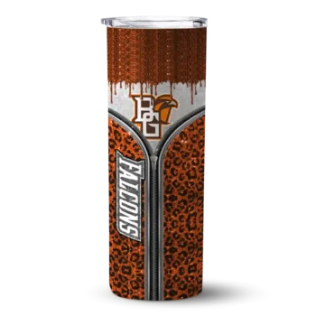 Custom Bowling Green Falcons Sparkle Drip Orange Skinny Tumbler