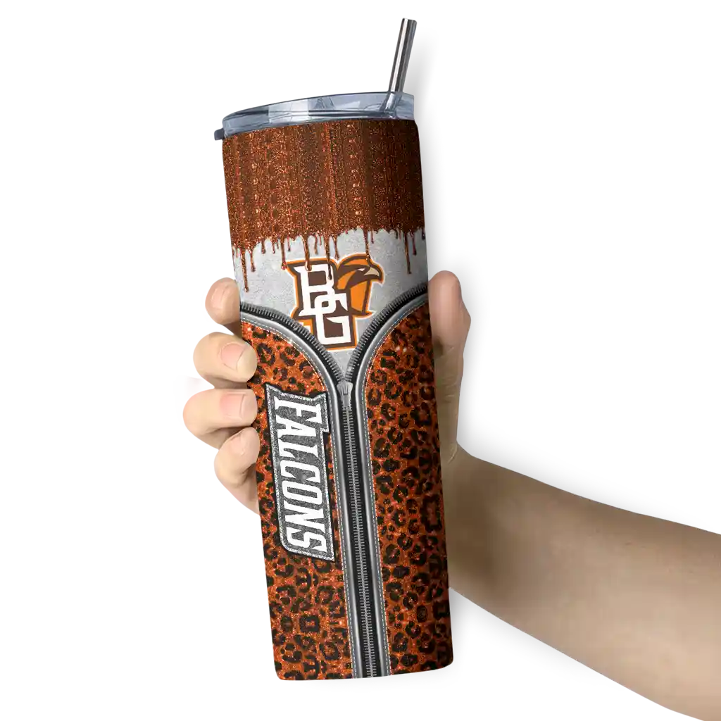 custom-bowling-green-falcons-sparkle-drip-orange-skinny-tumbler-premium-grade.webp