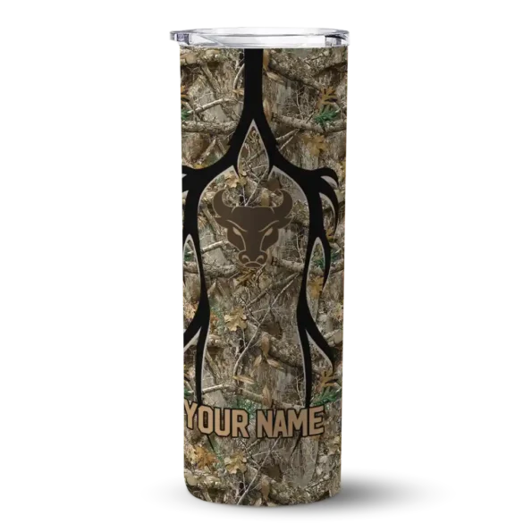 custom buffalo bulls antler flow camo skinny tumbler best selling