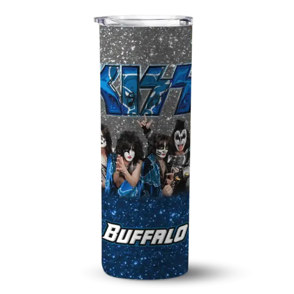 custom buffalo bulls kiss band white skinny tumbler best selling