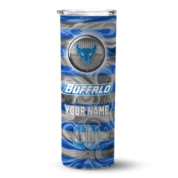 Custom Buffalo Bulls Patterned Waves Royal Blue Skinny Tumbler