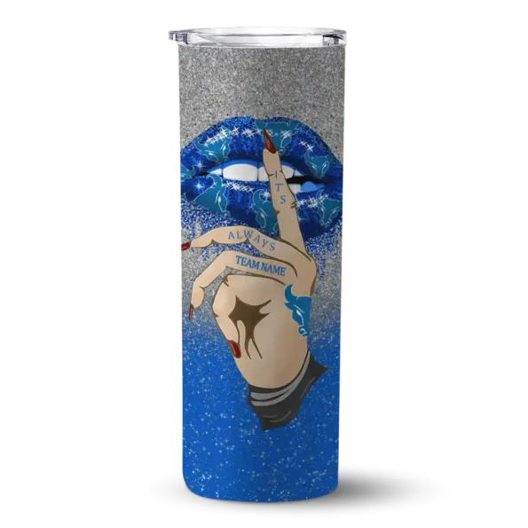 custom buffalo bulls sparkle lips royal blue skinny tumbler best selling