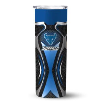 Custom Buffalo Bulls Superman Emblem Royal Blue Black Skinny Tumbler