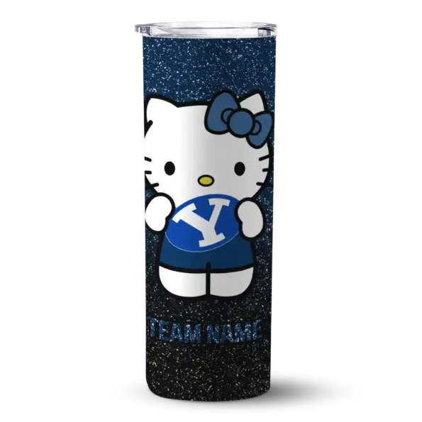 custom byu cougars hello kitty blue black skinny tumbler best selling