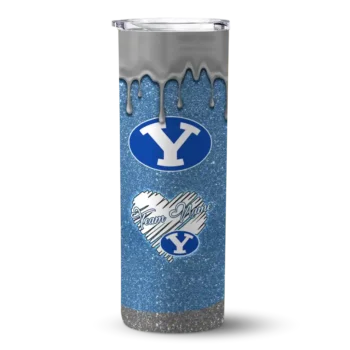 Custom BYU Cougars Pixel Fade Blue Skinny Tumbler