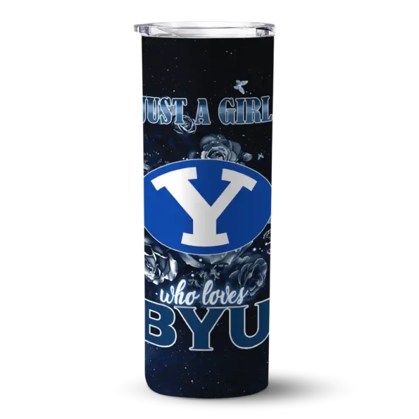 custom byu cougars rose romance blue black skinny tumbler best selling
