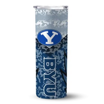 Custom BYU Cougars Spiral Burst Print Blue Skinny Tumbler