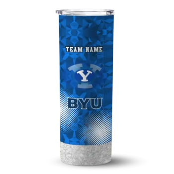 Custom BYU Cougars Starburst Tiles Blue Skinny Tumbler