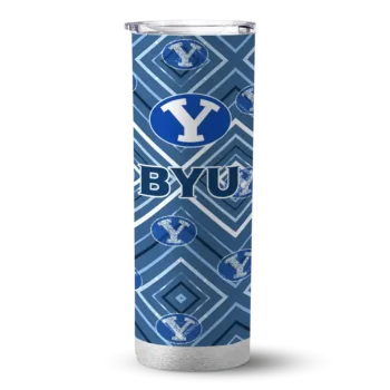 Custom BYU Cougars Zipper Leopard Blue Skinny Tumbler
