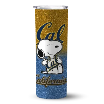 Custom California Golden Bears Snoopy Attitude Blue Skinny Tumbler
