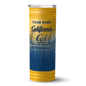 Custom California Golden Bears Swirl Texture Blue Skinny Tumbler