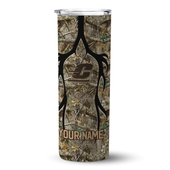 custom central michigan chippewas antler flow camo skinny tumbler best selling