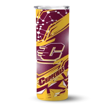 Custom Central Michigan Chippewas Helmet Clash Maroon Skinny Tumbler