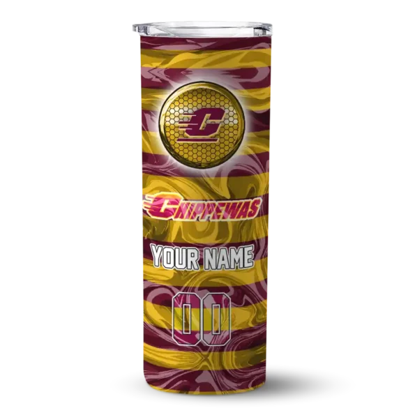 custom central michigan chippewas patterned waves maroon skinny tumbler best selling