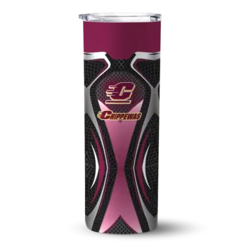 Custom Central Michigan Chippewas Superman Emblem Maroon Black Skinny Tumbler
