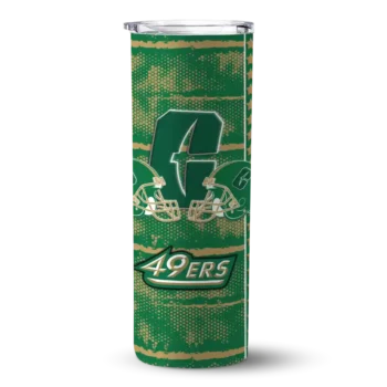 Custom Charlotte 49ers Chevron Patch Green Skinny Tumbler