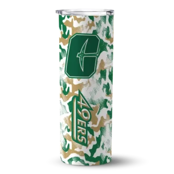 Custom Charlotte 49ers Claw Marks Green White Skinny Tumbler