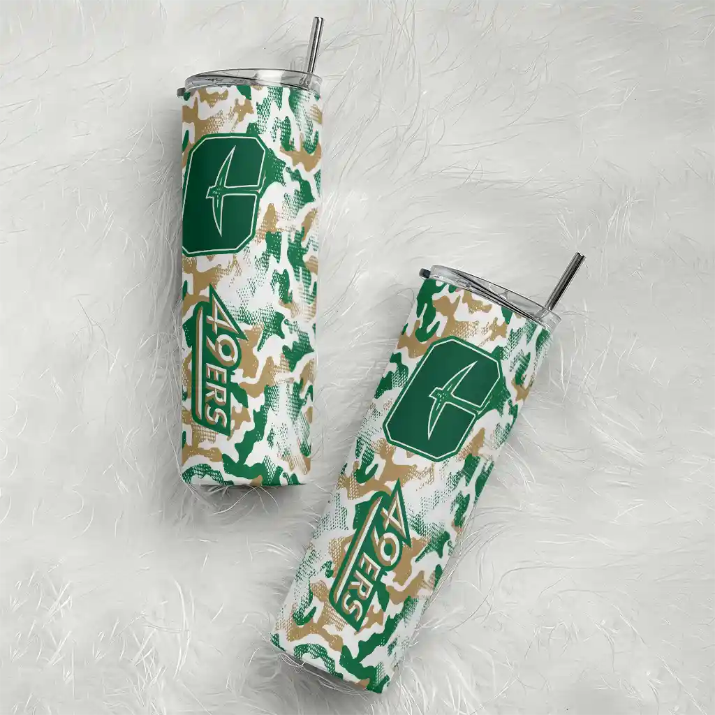 custom-charlotte-49ers-claw-marks-green-white-skinny-tumbler-top-rated-1.webp