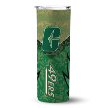 Custom Charlotte 49ers Spiral Burst Print Green Skinny Tumbler