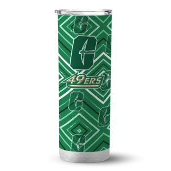 Custom Charlotte 49ers Zipper Leopard Green Skinny Tumbler