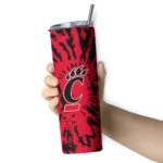 custom-cincinnati-bearcats-metallic-grid-red-skinny-tumbler-best-selling.webp