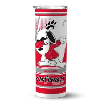 Custom Cincinnati Bearcats Snoopy Dog Red White Skinny Tumbler
