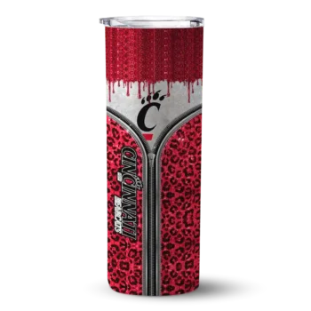 Custom Cincinnati Bearcats Sparkle Drip Red Skinny Tumbler