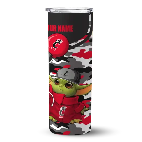 custom cincinnati bearcats yoda camo red black skinny tumbler best selling