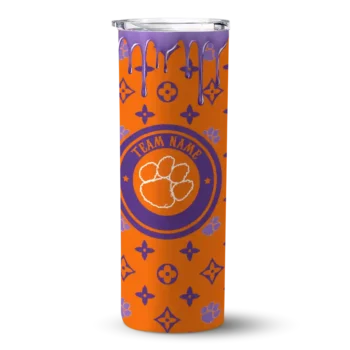 Custom Clemson Tigers Camo Streak Orange Skinny Tumbler