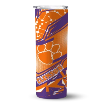 Custom Clemson Tigers Helmet Clash Orange Skinny Tumbler