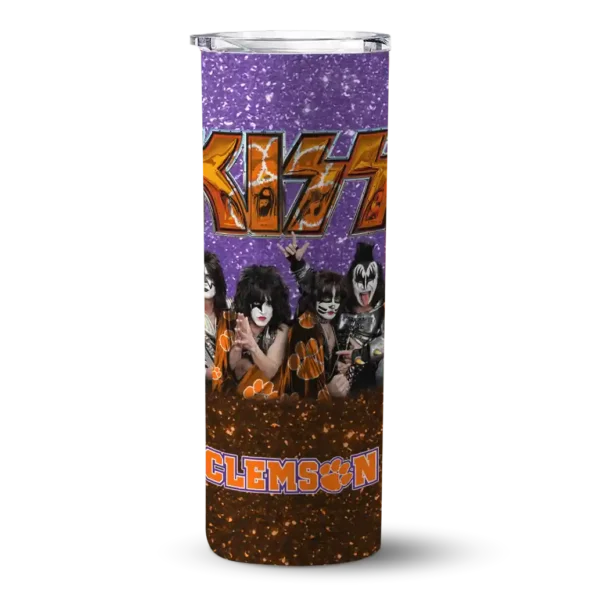 custom clemson tigers kiss band purple skinny tumbler best selling