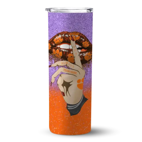 custom clemson tigers sparkle lips orange skinny tumbler best selling