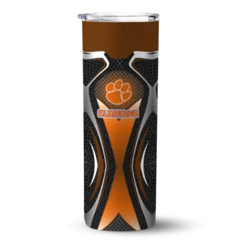 Custom Clemson Tigers Superman Emblem Orange Black Skinny Tumbler