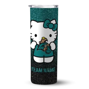 Custom Coastal Carolina Chanticleers Hello Kitty Green Black Skinny Tumbler