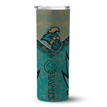Custom Coastal Carolina Chanticleers Spiral Burst Print Green Skinny Tumbler
