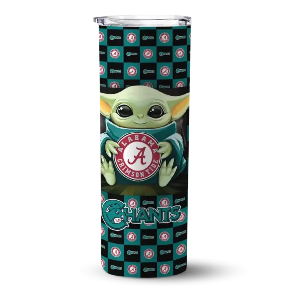 custom coastal carolina chanticleers yoda cozy green black skinny tumbler best selling