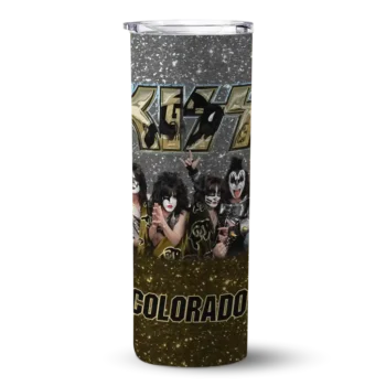 Custom Colorado Buffaloes Kiss Band Black Skinny Tumbler