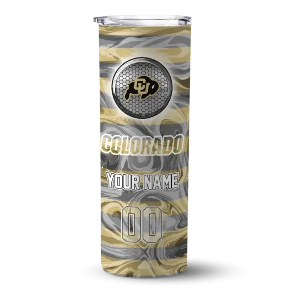 custom colorado buffaloes patterned waves gold skinny tumbler best selling