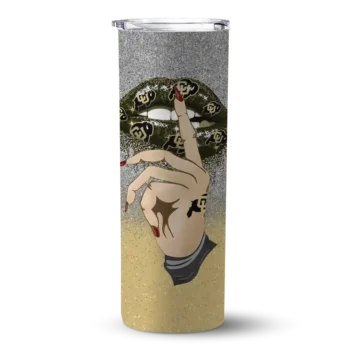 Custom Colorado Buffaloes Sparkle Lips Gold Skinny Tumbler