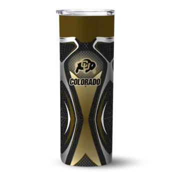 Custom Colorado Buffaloes Superman Emblem Gold Black Skinny Tumbler