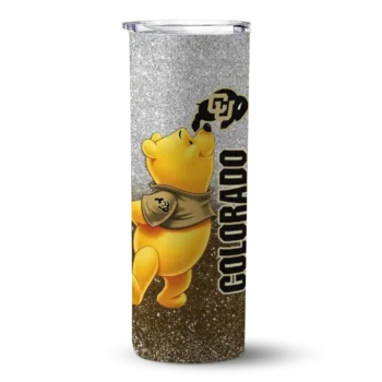 Custom Colorado Buffaloes Winnie the Pooh Gold Gray Skinny Tumbler