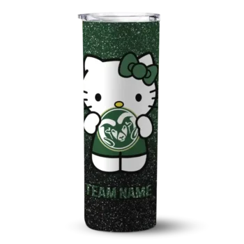 Custom Colorado State Rams Hello Kitty Green Black Skinny Tumbler