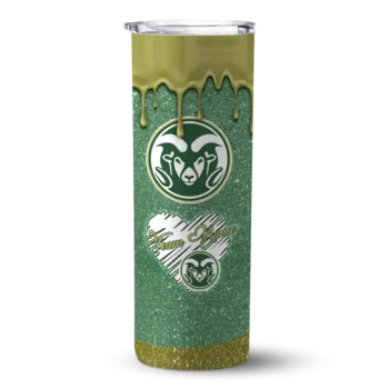 Custom Colorado State Rams Pixel Fade Green Skinny Tumbler