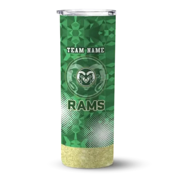 Custom Colorado State Rams Starburst Tiles Green Skinny Tumbler