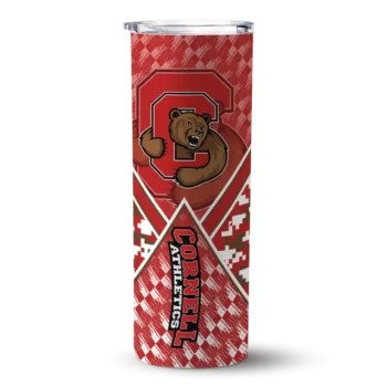 Custom Cornell Big Red Monogram Burst Red White Skinny Tumbler