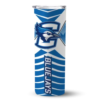 Custom Creighton Bluejays Camo Texture Blue Skinny Tumbler