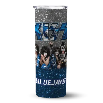 Custom Creighton Bluejays Kiss Band White Skinny Tumbler