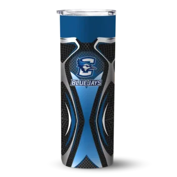Custom Creighton Bluejays Superman Emblem Blue Black Skinny Tumbler